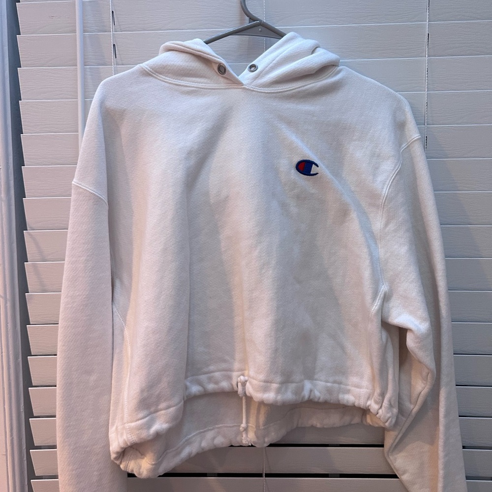 Champion White Cropped Adjustable Sweatshirt